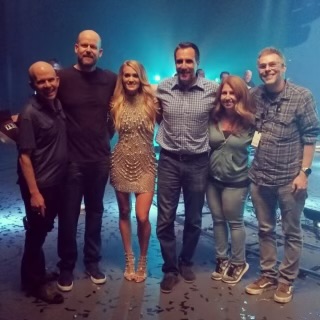 Haley Geffen with Carrie Underwood and crew on the set of the Sunday Night Football Open