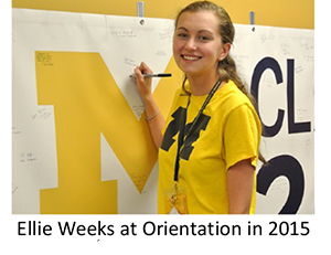 Ellie Weeks at Orientation in 2015