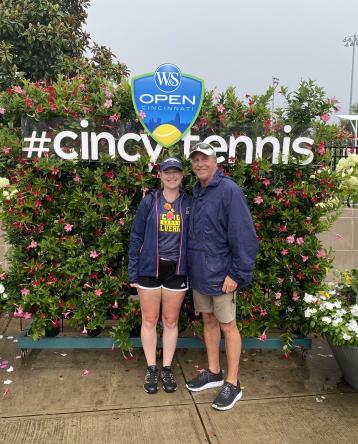 Becca Krombeen with her father at the Cincinnati Open tennis tournament