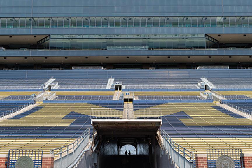 Michigan Stadium sits empty