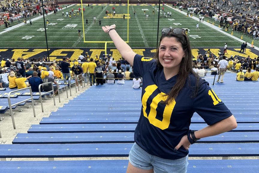 Kylie Lison at a U-M football game