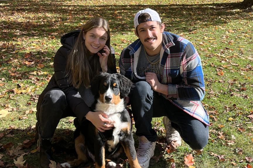 Issy Wakefield, her boyfriend, and her dog