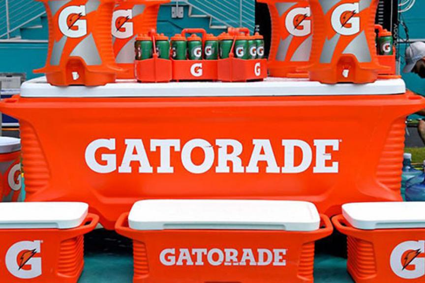 Gatorade coolers in front of table