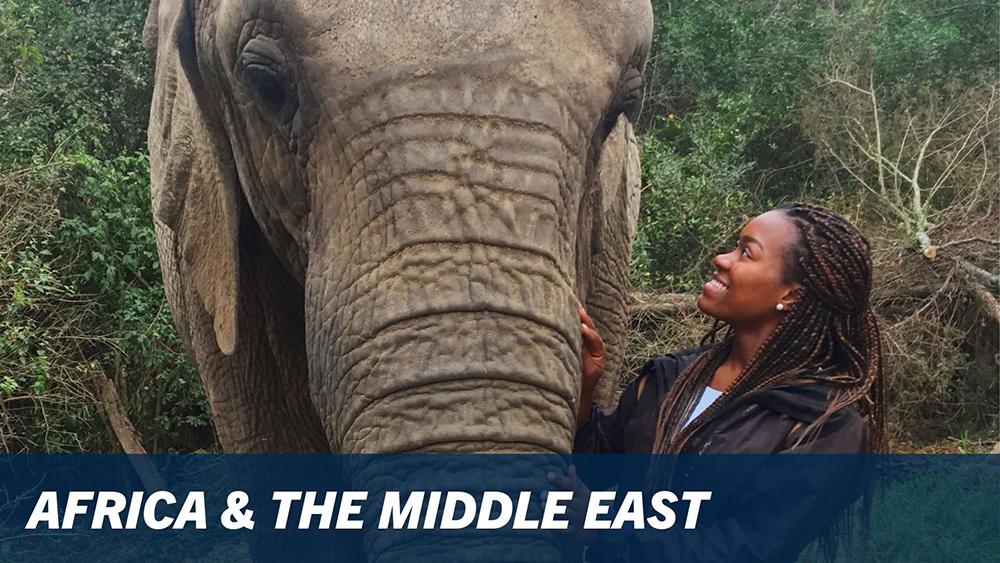 Africa and Middle East. Student and elephant