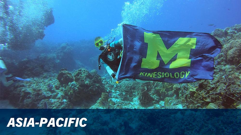 Asia-Pacific. Scuba diver displaying the Kinesiology flag