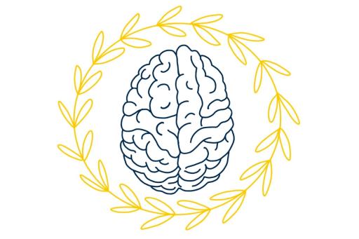 ATHINA lab logo, line drawing of brain surrounded by laurel leaves