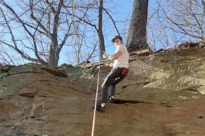 Dayne Hopkins rock climbing